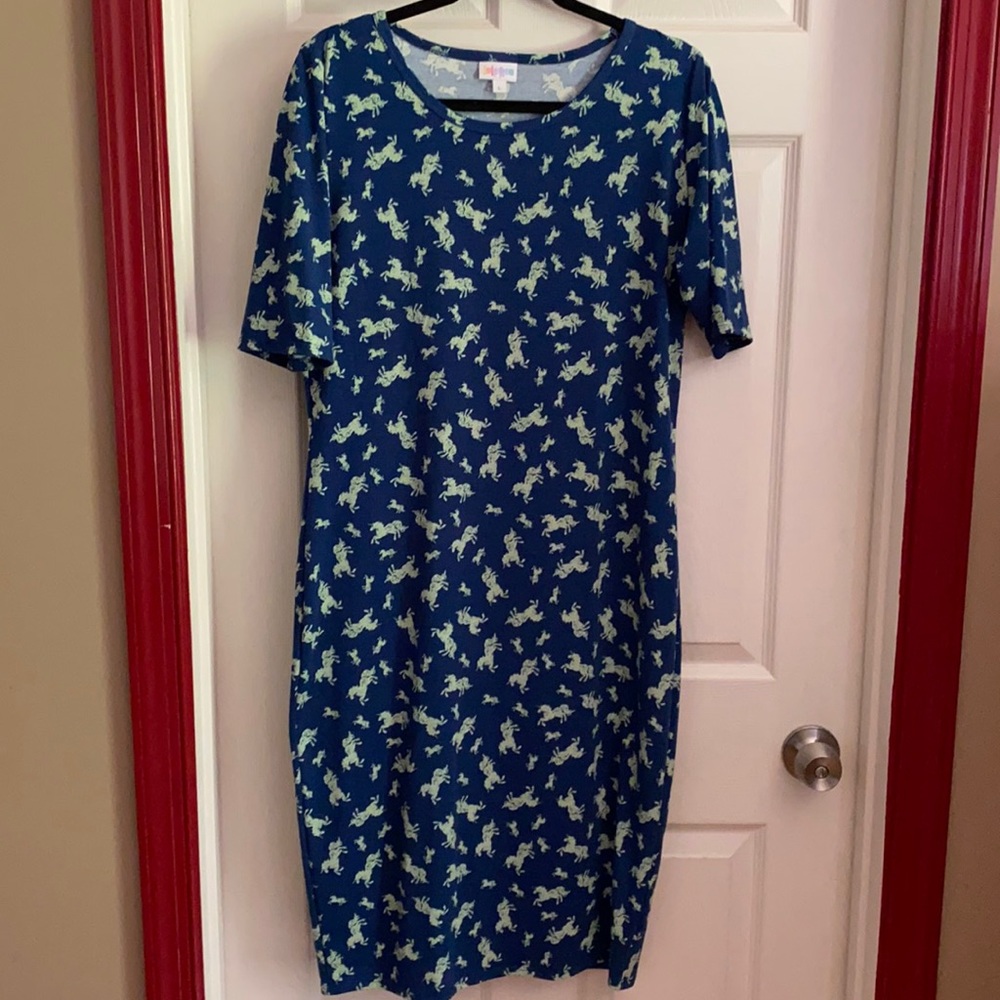 Lularoe Julia dress with unicorns